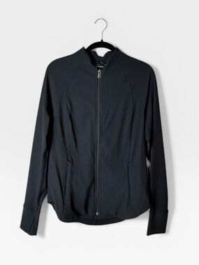 Athleta Salutation Ribbed Jacket in black Size Large (K)